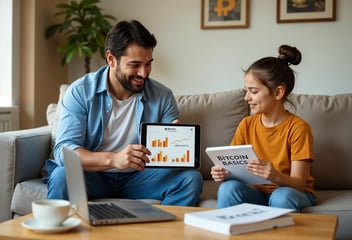Padre e hija hablando de inversiones