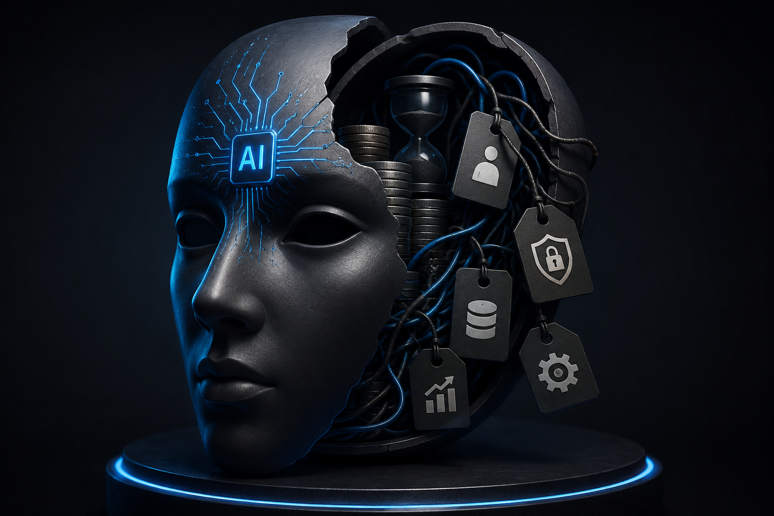 Representación visual de los costos ocultos de implementar inteligencia artificial en una empresa.